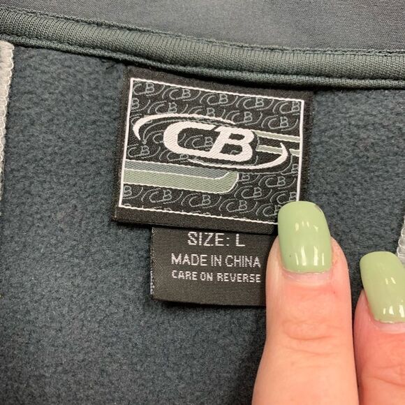CB Fur Fleece & Scuba Gray Zip Up Jacket sz L Like New - Picture 2 of 4